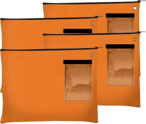 BankSupplies Canvas Zipper Bags | 14W x 11H | Set of 4 | Large Storage Bags | Grommet for Zip Tie & Padlock | 5W x 3H Framed Cardholder | Zipper Closure | Bank Bags