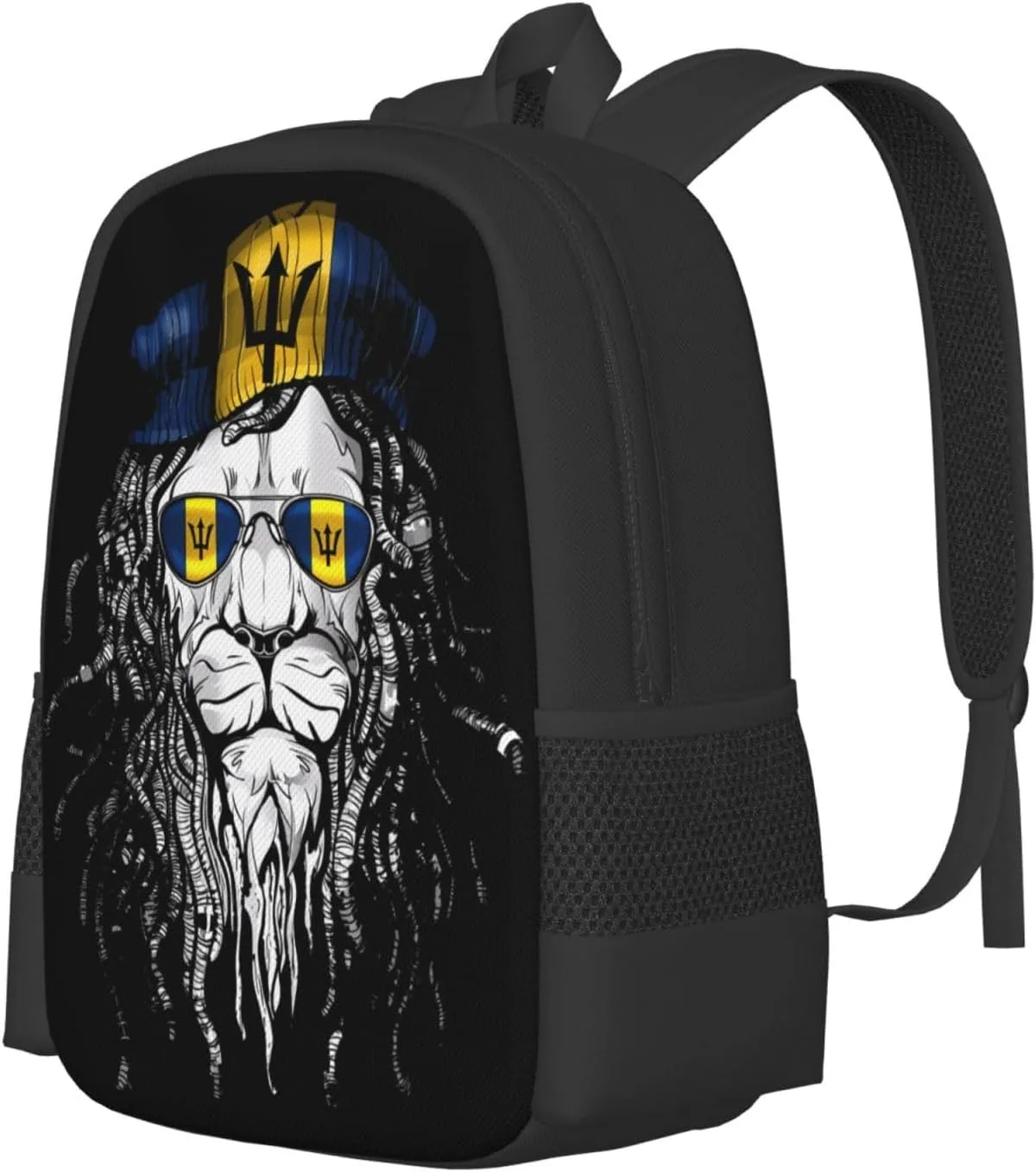 Barbados Lion Flag Casual Backpacks Large Capacity Backpack Laptop Rucksack Sport Daypack Commuter Bags with Adjustable Strap for Traveling Camping