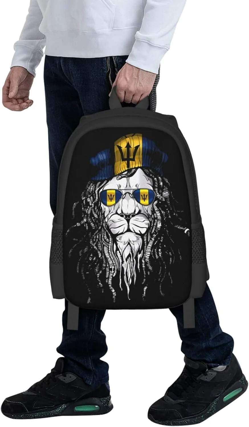 Barbados Lion Flag Casual Backpacks Large Capacity Backpack Laptop Rucksack Sport Daypack Commuter Bags with Adjustable Strap for Traveling Camping