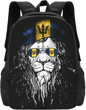 Barbados Lion Flag Casual Backpacks Large Capacity Backpack Laptop Rucksack Sport Daypack Commuter Bags with Adjustable Strap for Traveling Camping