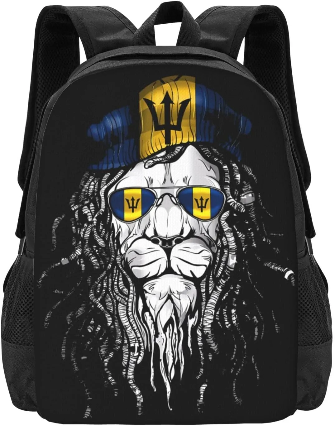 Barbados Lion Flag Casual Backpacks Large Capacity Backpack Laptop Rucksack Sport Daypack Commuter Bags with Adjustable Strap for Traveling Camping