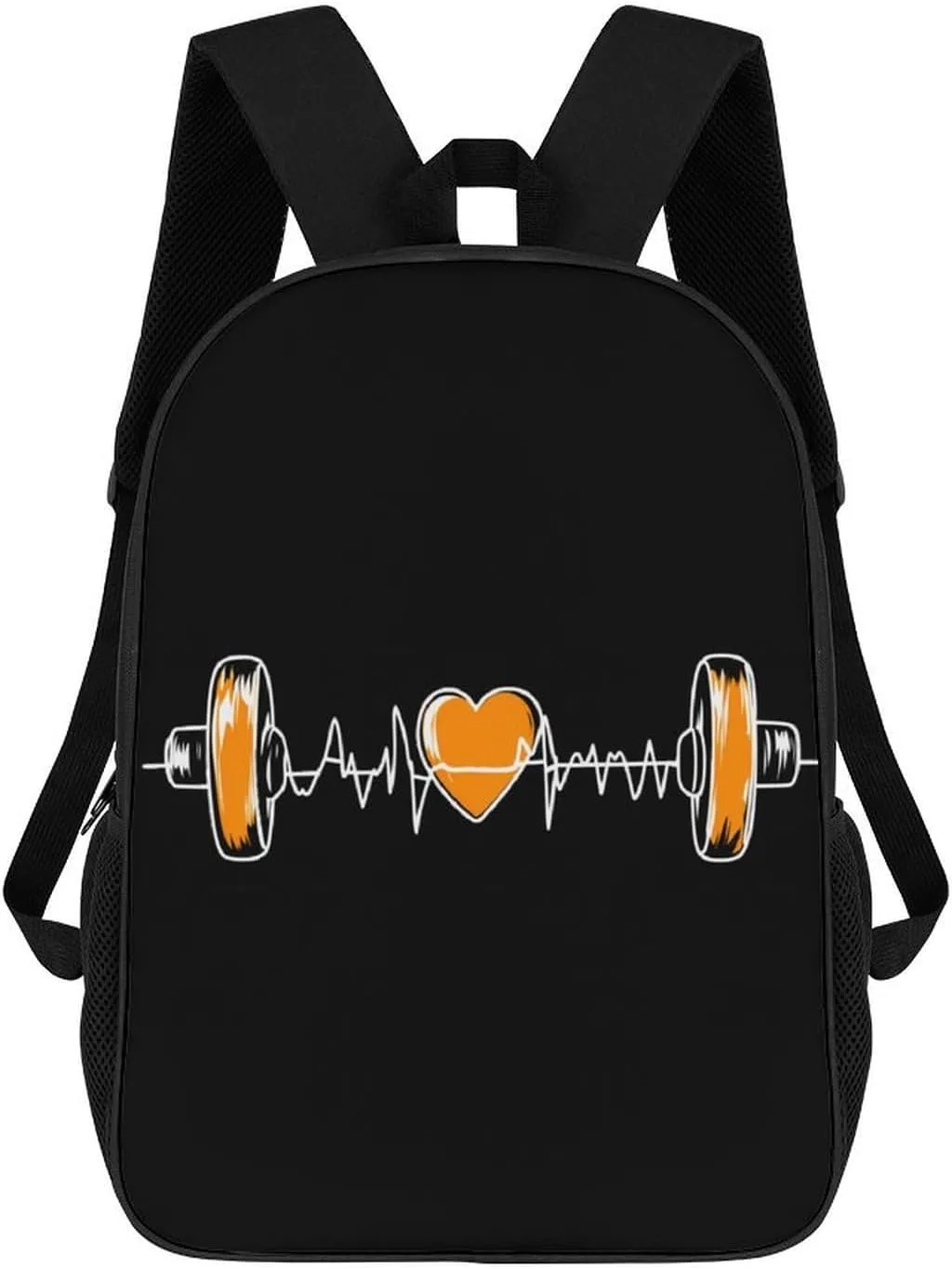 Barbell Weightlifting Heartbeat 17 Inch Shoulder Backpack Fashion Laptop Bag Travel Daypack for Camping Hiking