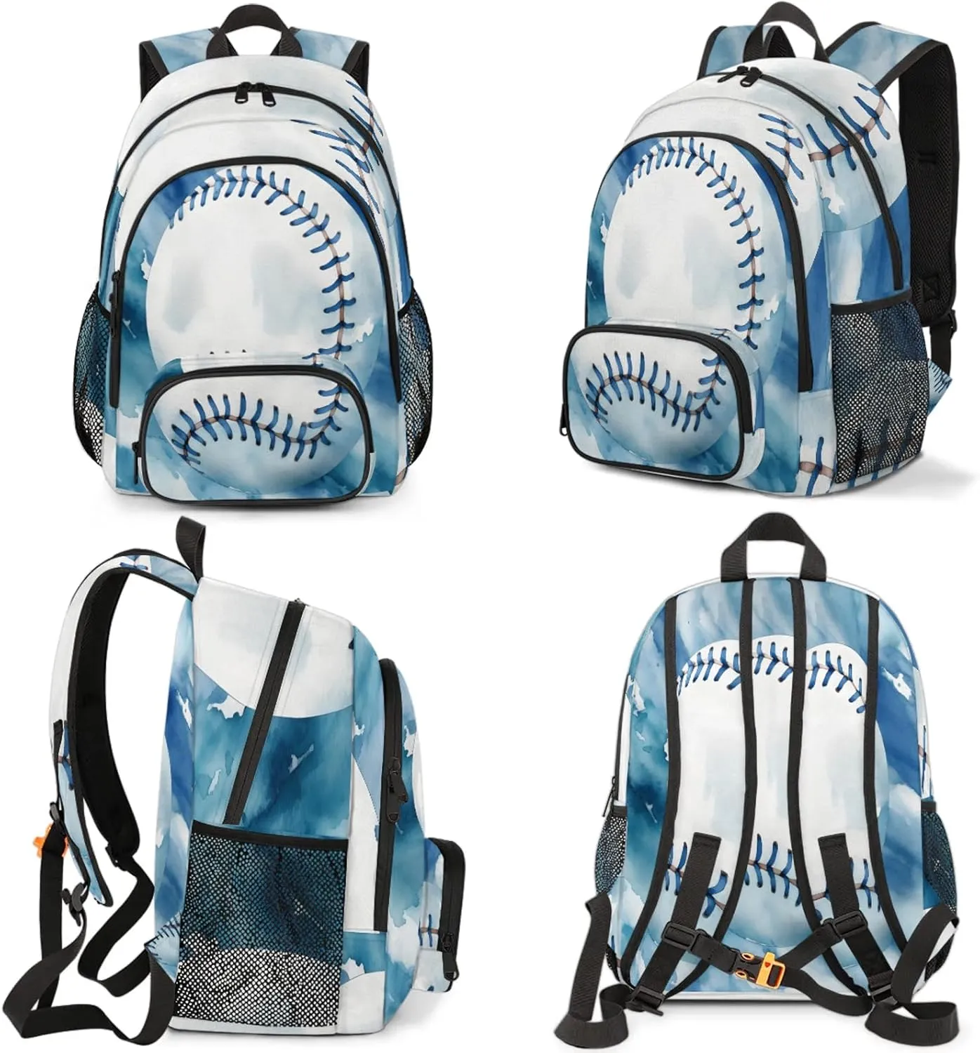 Baseball 16.7 Inch Backpack Waterproof Shoulder Bag with Adjustable Strap Casual Hiking Gym Travel Daypack