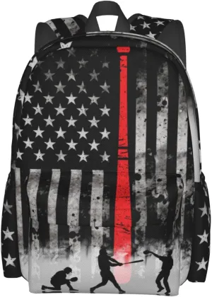 Baseball Backpack American FlagLaptop Backpacks Multipurpose Daypack For Men Women Travel Hiking