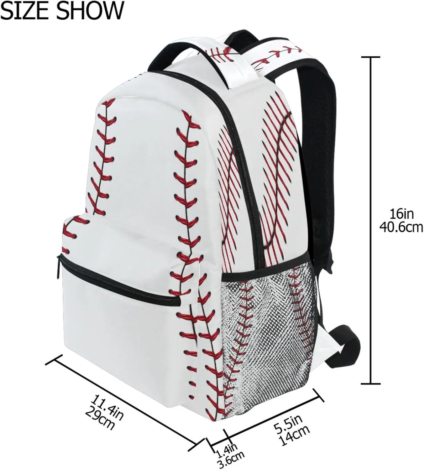 Baseball Stitches Kids Backpack Boys Girls Bookbag Schoolbag Travel Laptop Daypack Preschool Kindergarten Elementary School Student Book Bag for Junior High Primary