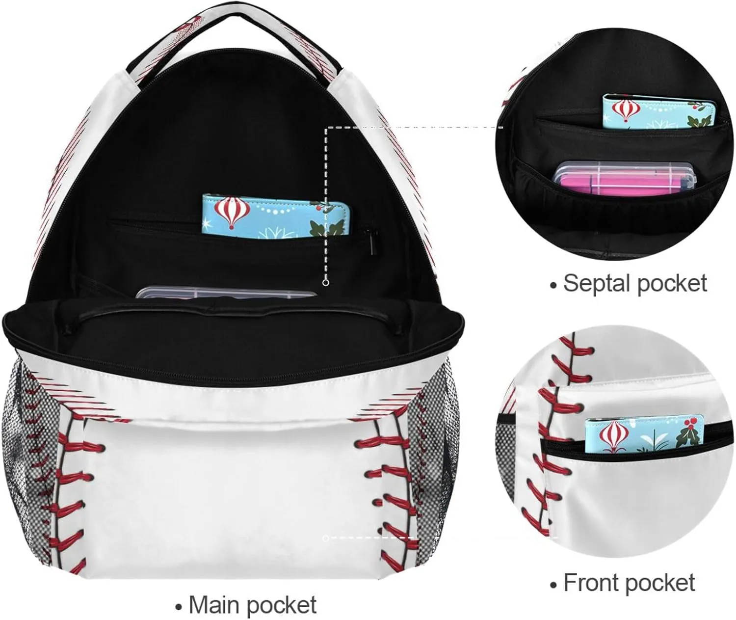 Baseball Stitches Kids Backpack Boys Girls Bookbag Schoolbag Travel Laptop Daypack Preschool Kindergarten Elementary School Student Book Bag for Junior High Primary
