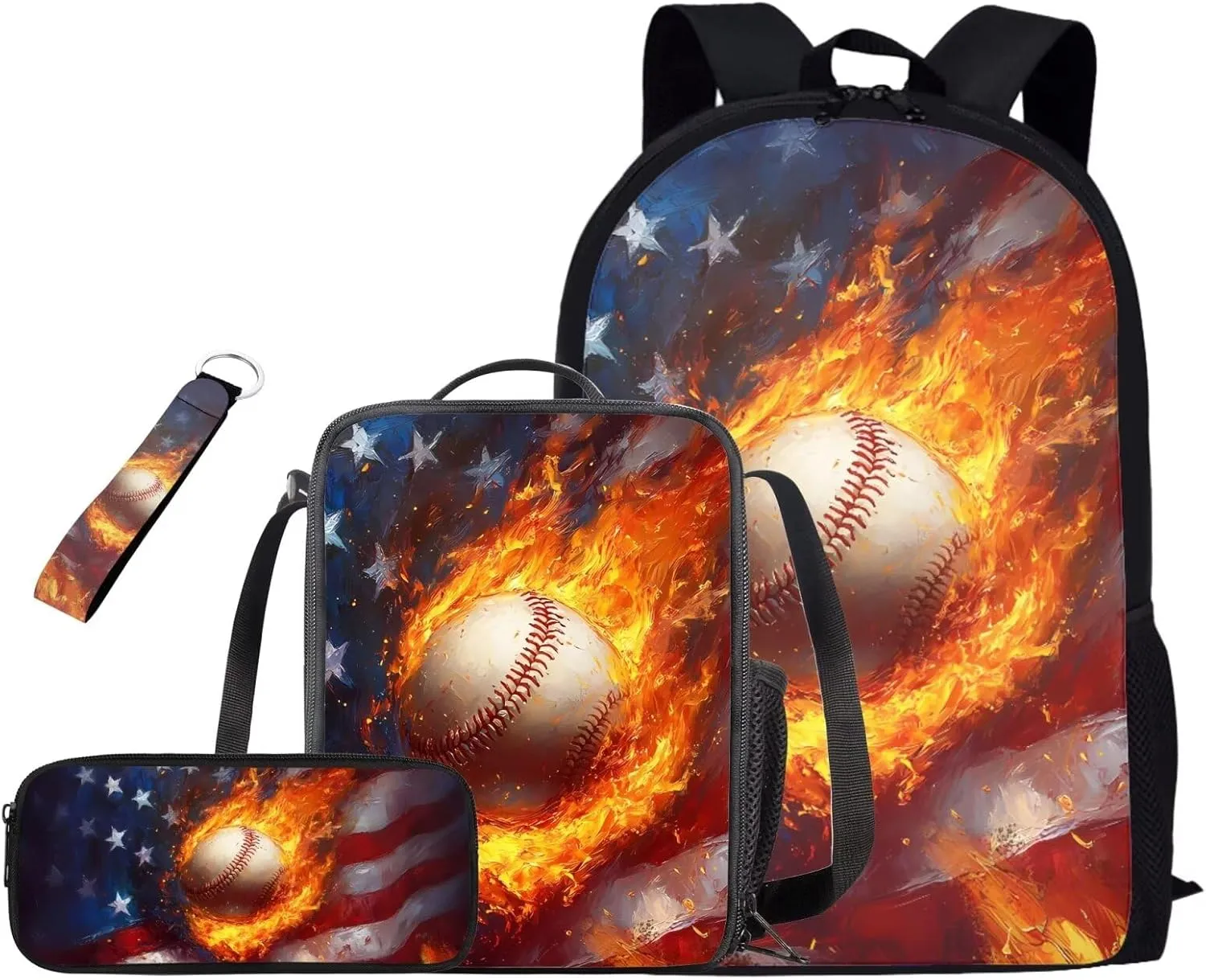 Baseball Teen Backpacks for Boys School Backpack with Lunch Bag 17 inch Large Capacity Elementary School Bags for Boys Bookbag with Padding Portable Daypack for Church