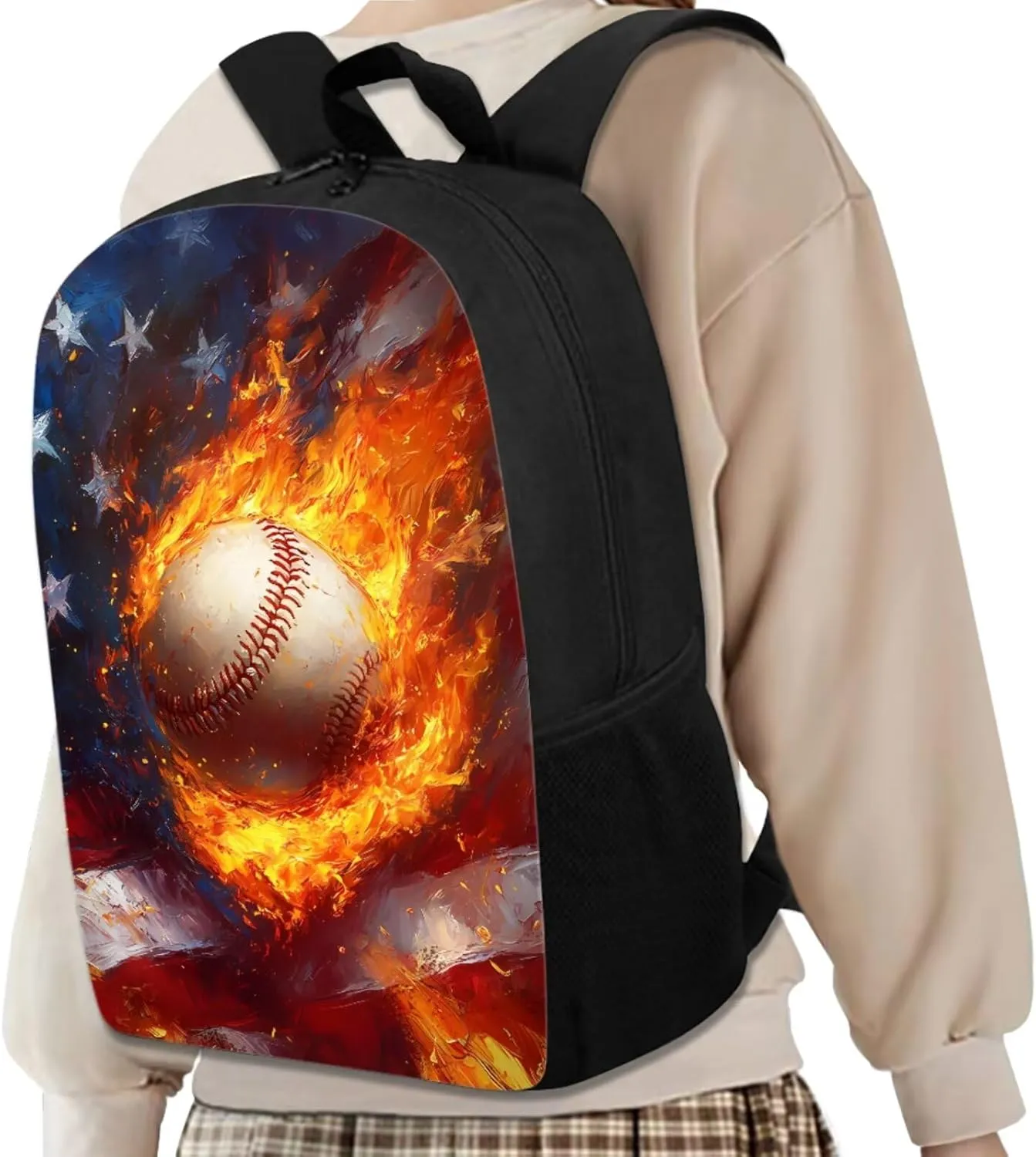 Baseball Teen Backpacks for Boys School Backpack with Lunch Bag 17 inch Large Capacity Elementary School Bags for Boys Bookbag with Padding Portable Daypack for Church
