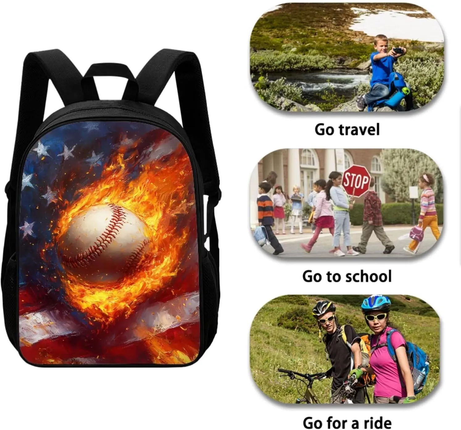Baseball Teen Backpacks for Boys School Backpack with Lunch Bag 17 inch Large Capacity Elementary School Bags for Boys Bookbag with Padding Portable Daypack for Church