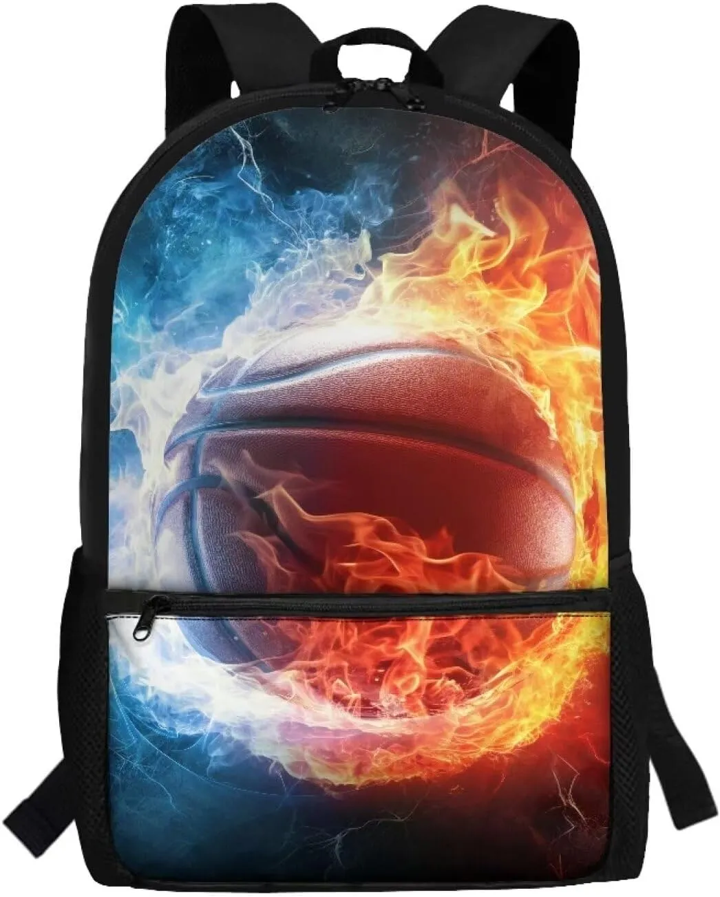 Basketball Backpack for Kids Boys 10-12 for School Kids Large Schoolbag Elementary 3rd Grade Book Bags Water Fireball 17 inch Travel Shoulder Bag Casual Daypack Hiking Camping Backpacks