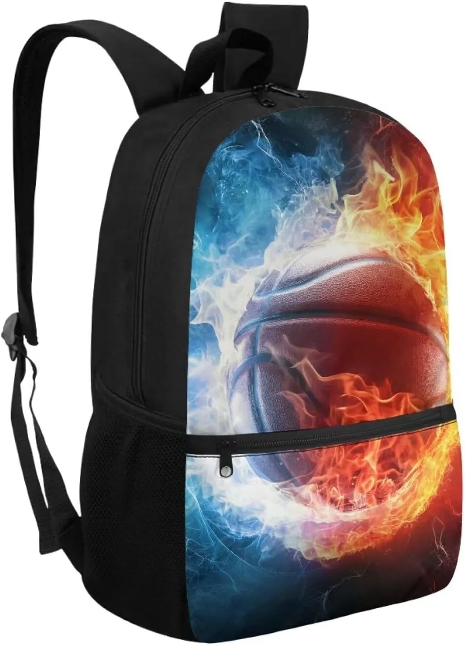 Basketball Backpack for Kids Boys 10-12 for School Kids Large Schoolbag Elementary 3rd Grade Book Bags Water Fireball 17 inch Travel Shoulder Bag Casual Daypack Hiking Camping Backpacks