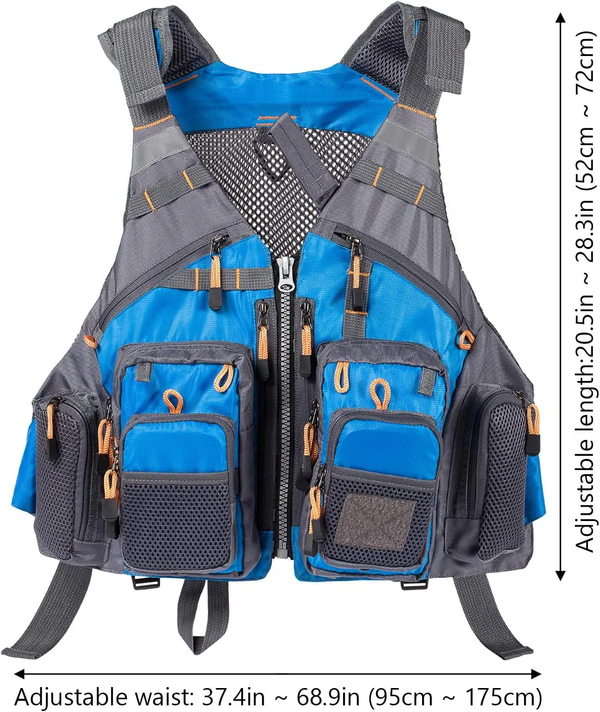 BASSDASH Strap Fishing Vest Adjustable for Men and Women, for Fly Bass Fishing and Outdoor Activities