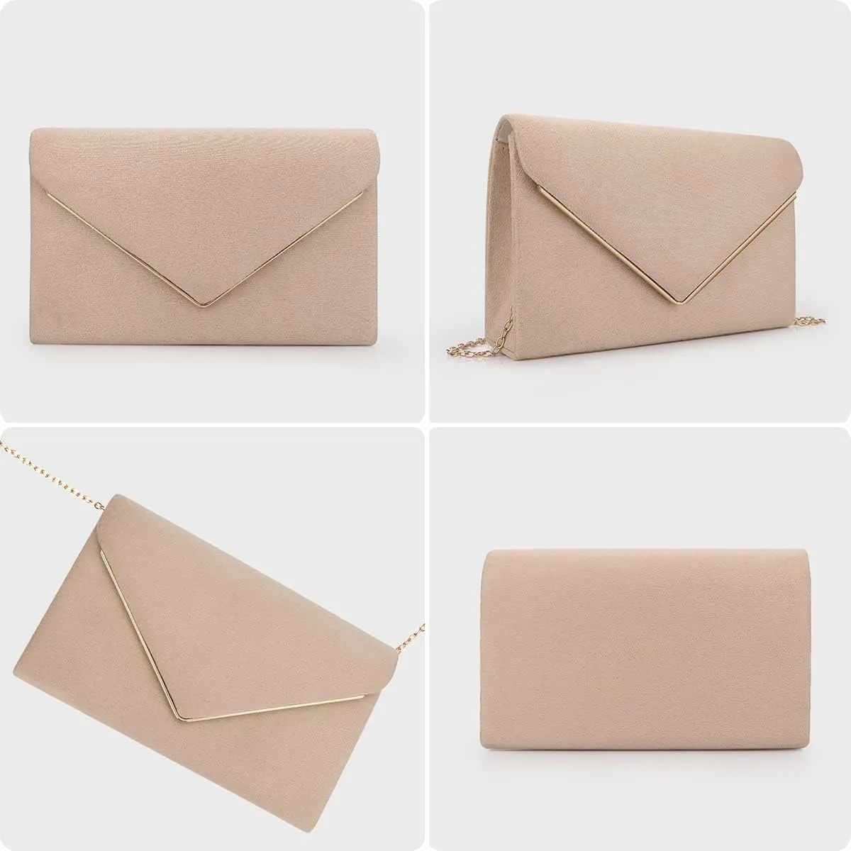 BBjinronjy Clutch Purse for Women Evening Bags Handbags for Wedding Party Cocktail Prom Faux Suede Crossbody Shoulder Bag