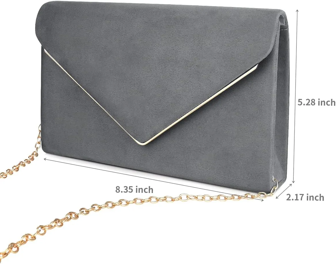 BBjinronjy Clutch Purse for Women Evening Bags Handbags for Wedding Party Cocktail Prom Faux Suede Crossbody Shoulder Bag