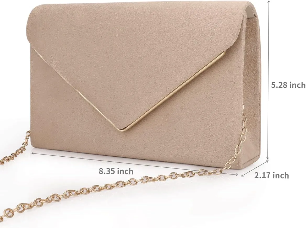 BBjinronjy Clutch Purse for Women Evening Bags Handbags for Wedding Party Cocktail Prom Faux Suede Crossbody Shoulder Bag