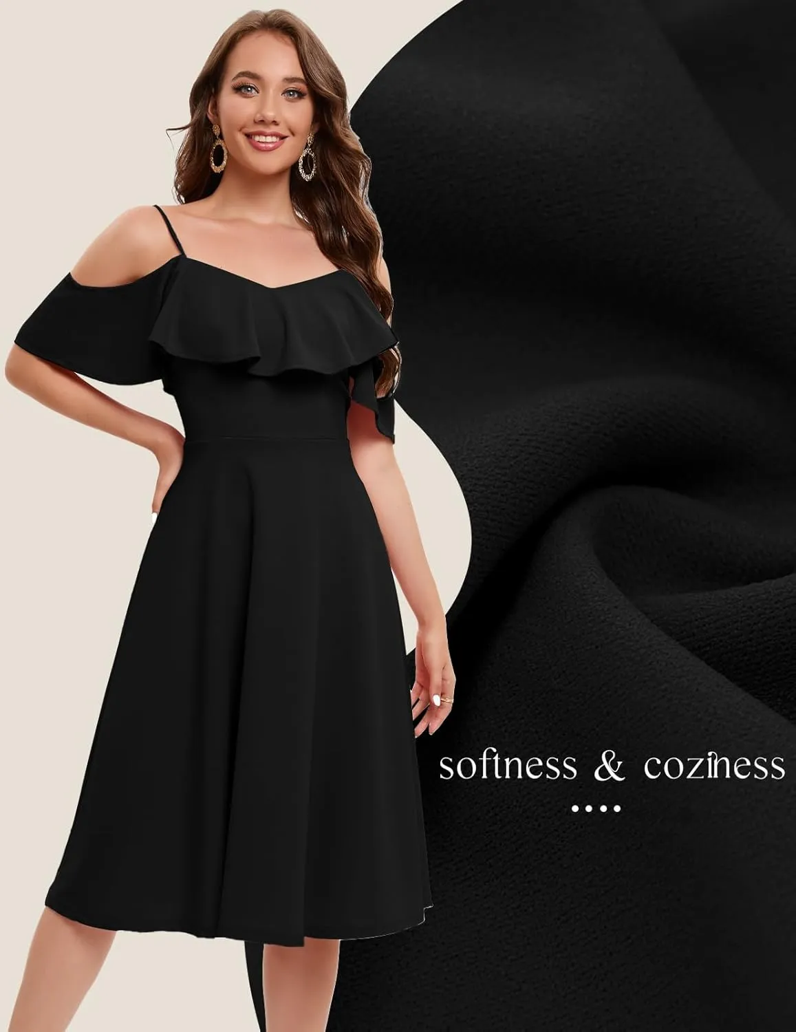 Bbonlinedress Womens Off Shoulder Summer Wedding Guest Dress Formal Cocktail Prom Graduation Homecoming A-line Midi Dress