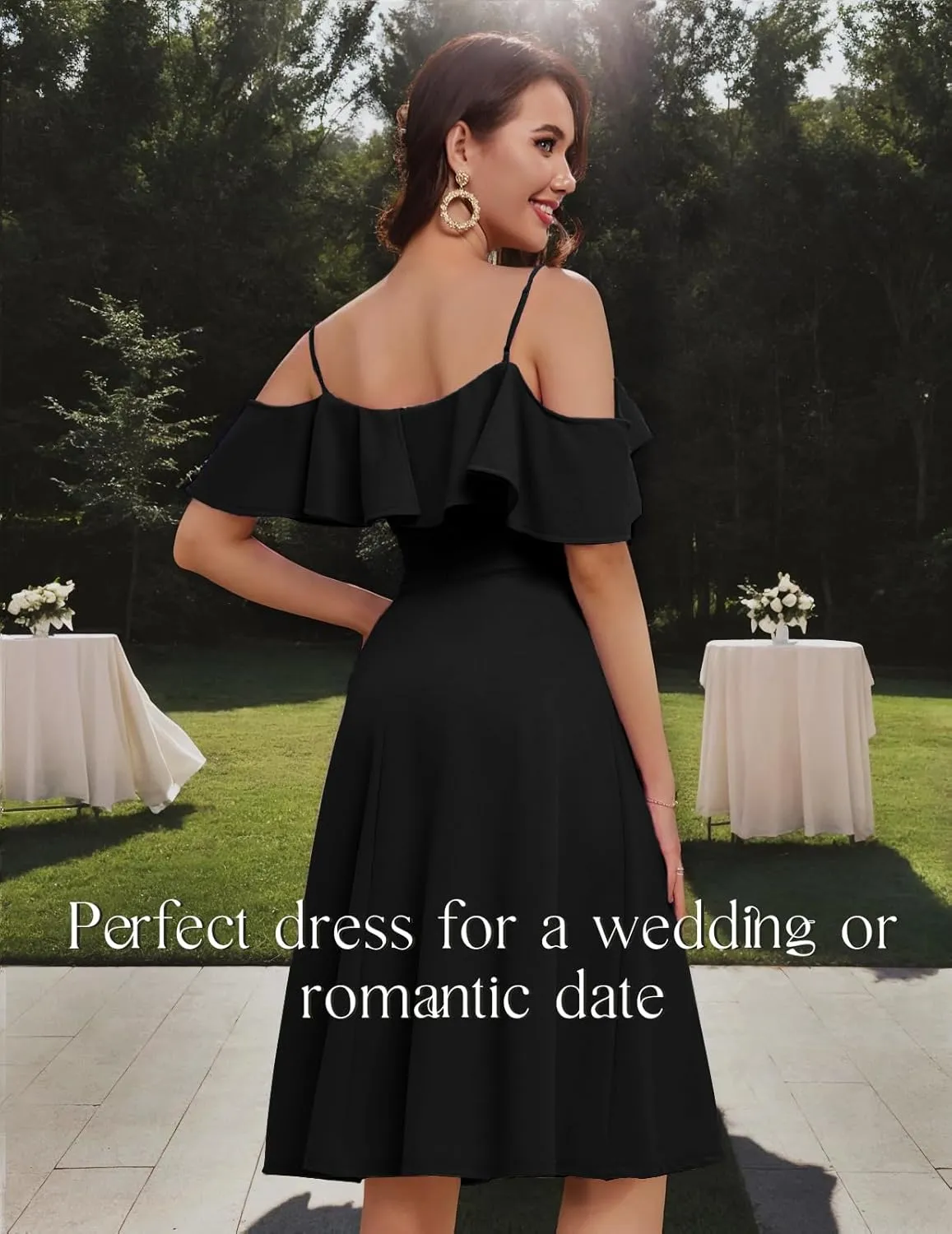 Bbonlinedress Womens Off Shoulder Summer Wedding Guest Dress Formal Cocktail Prom Graduation Homecoming A-line Midi Dress