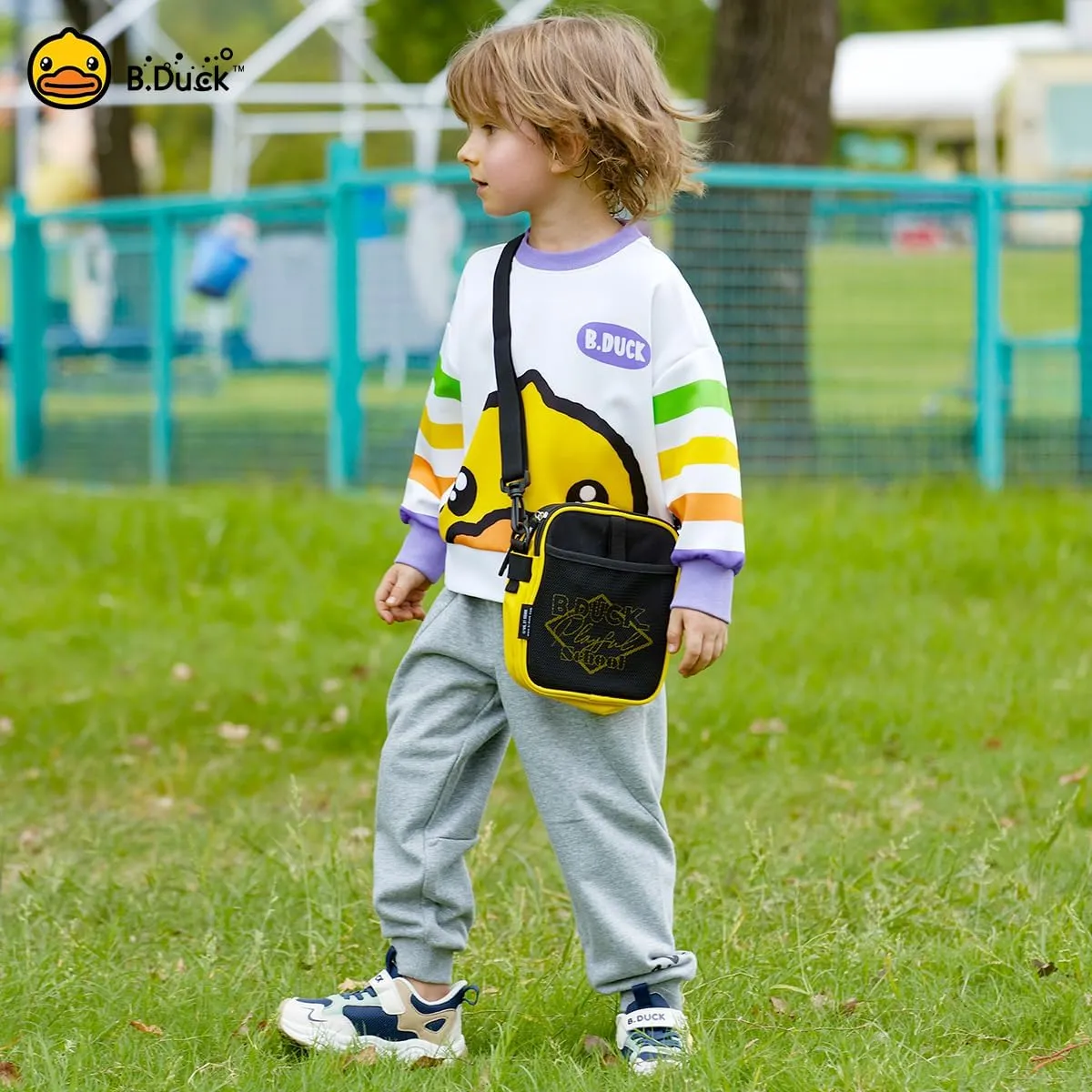 B.Duck Fanny Pack for Women Kids Crossbody Bag Purse Duck Print Boy Girl Canvas Sling Shoulder Bag Workout Travel Gift