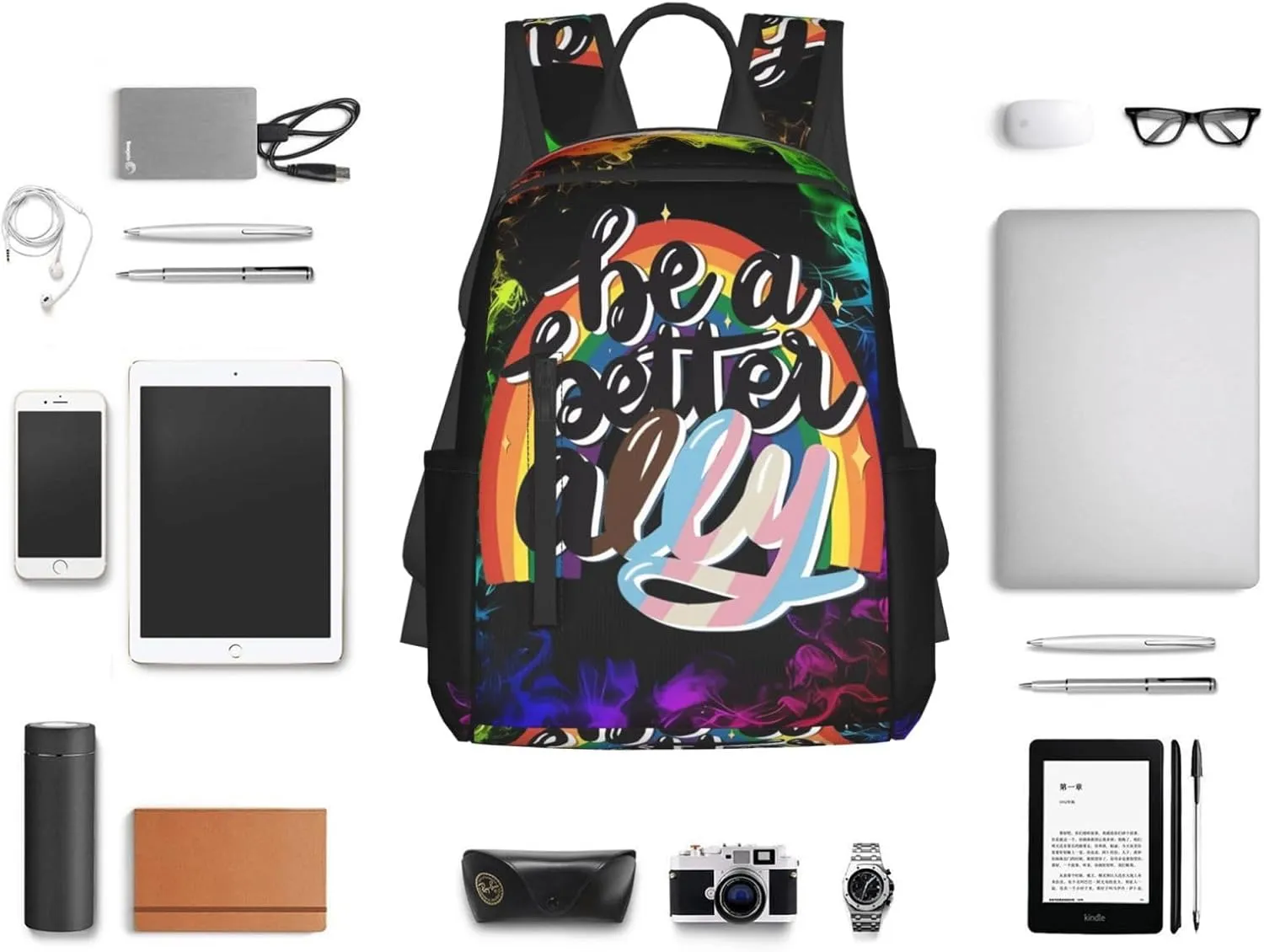 Be A Better Ally LGBT Rainbow Gay Pride Travel Laptop Backpack Casual Backpacks Double Shoulder Daypack Notebook Rucksack Work Bags Sports Bag for Hiking Camping Beach