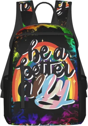 Be A Better Ally LGBT Rainbow Gay Pride Travel Laptop Backpack Casual Backpacks Double Shoulder Daypack Notebook Rucksack Work Bags Sports Bag for Hiking Camping Beach