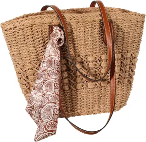Beach Bags for Women, Summer Straw Bag, Woven Straw Beach Tote Bag Shoulder Handbags