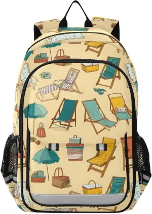 Beach Chairs Deck Backpack for School Student Laptop Backpack Travel School Bag for Adults Daypack