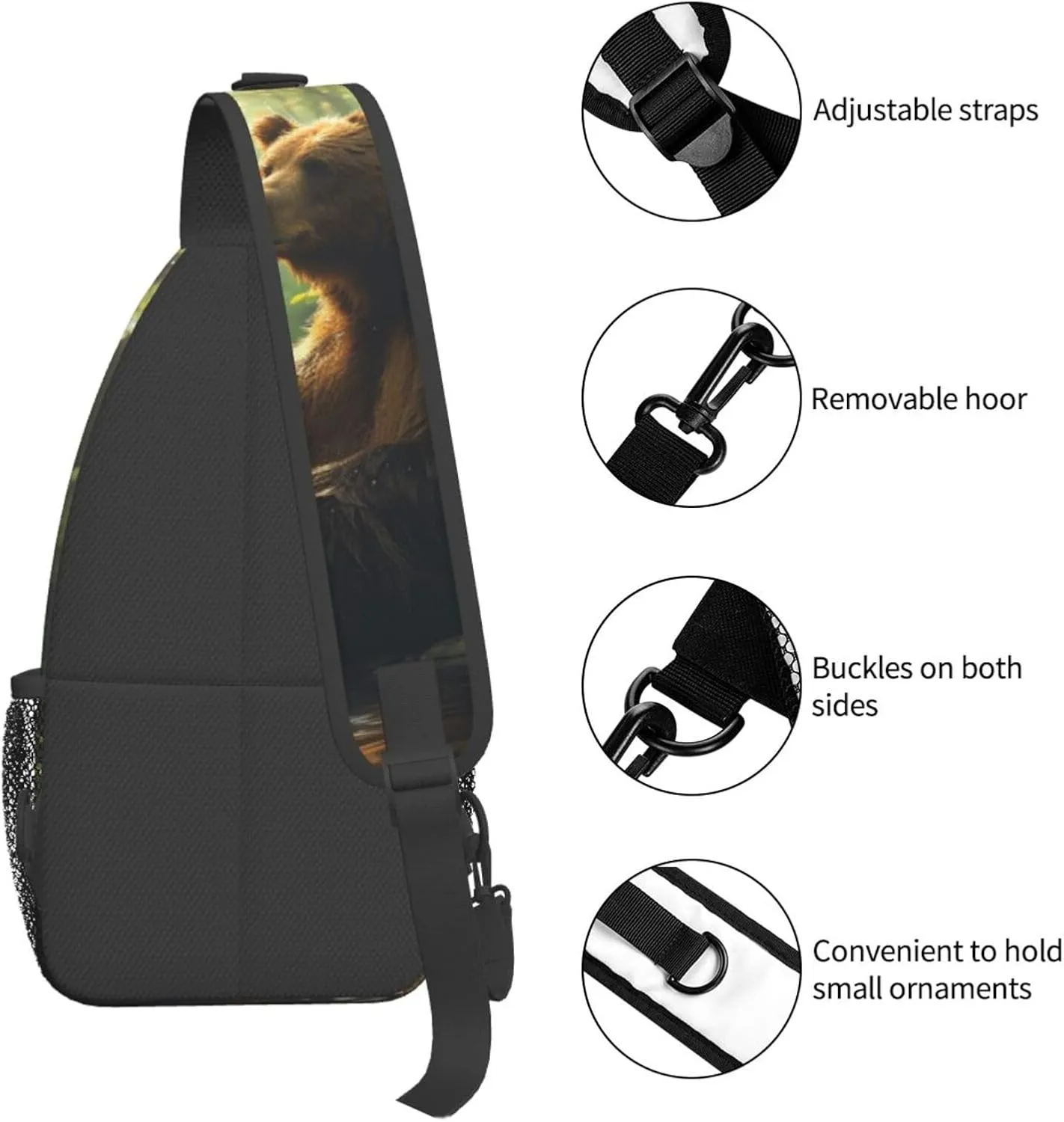 Bear Holding A Beer Mug Sling Backpack Small Crossbody Shoulder Bag Sling Bag Chest Bag Travel Hiking Casual Sport Daypack For Women Men
