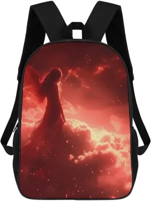 Beautiful Angel Woman with Red Wings 17 Inch Backpack Travel Laptop Backpack Business Computer Backpack with Adjustable Straps