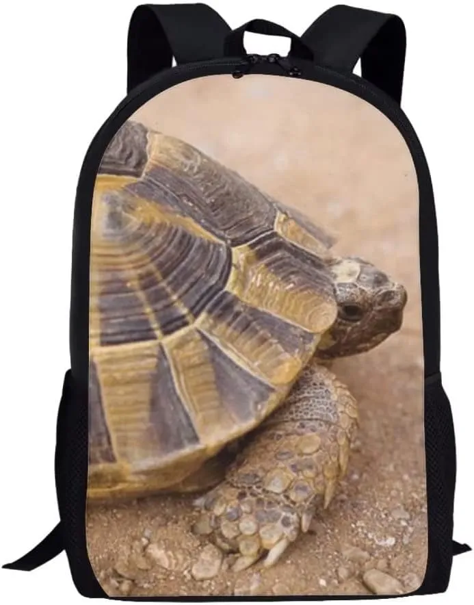 Beauty Collector African Spur Thighed Tortoise Backpack Animal Back to School Book Bag for Kids Travel Daypack Lightweight