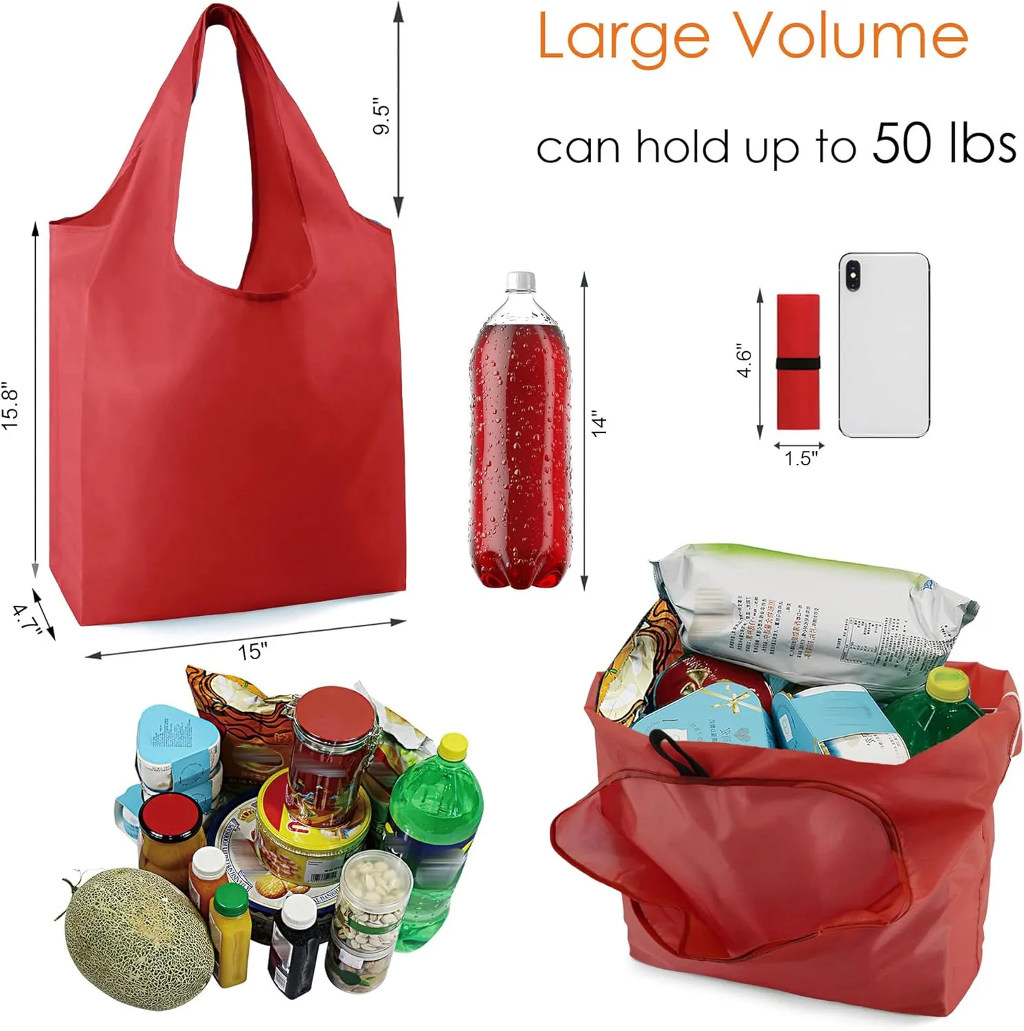 BeeGreen Red Reusable Grocery Bags with Elastic Band Reusable Shopping Bags Bulk 50LBS X-Large Foldable-Machine Washable-Heavy Duty 20 Pieces