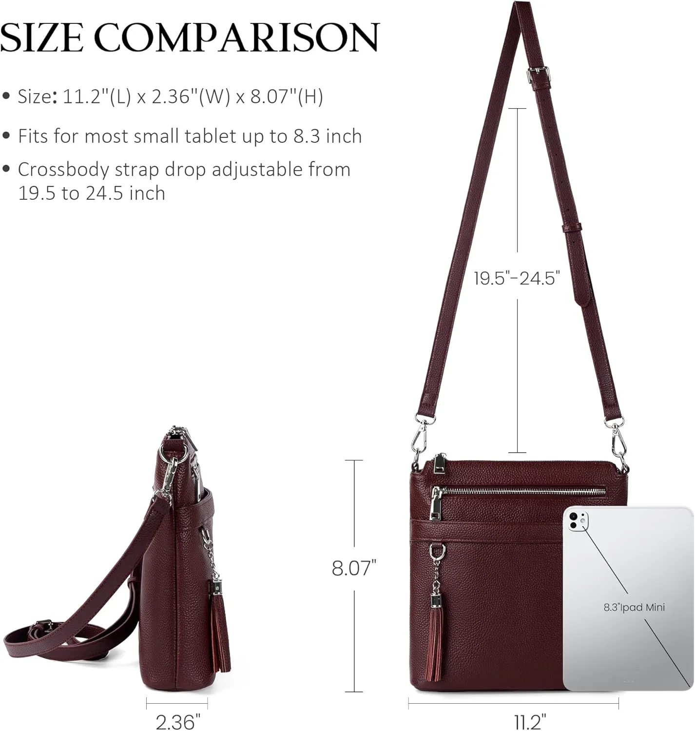 befen Genuine Leather Crossbody Purses for Women, Womens Medium Cross Body Bags Handbag Shoulder Purse with Adjustable Straps