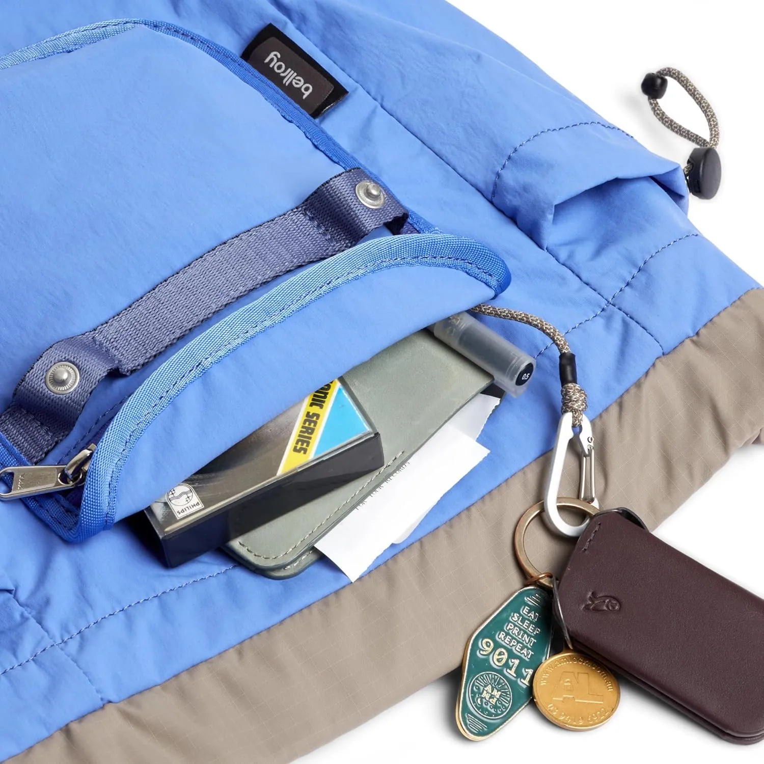 Bellroy Cinch Minipack (lightweight 9 liter backpack with external organization and adjustable shoulder straps) - DenimBlue