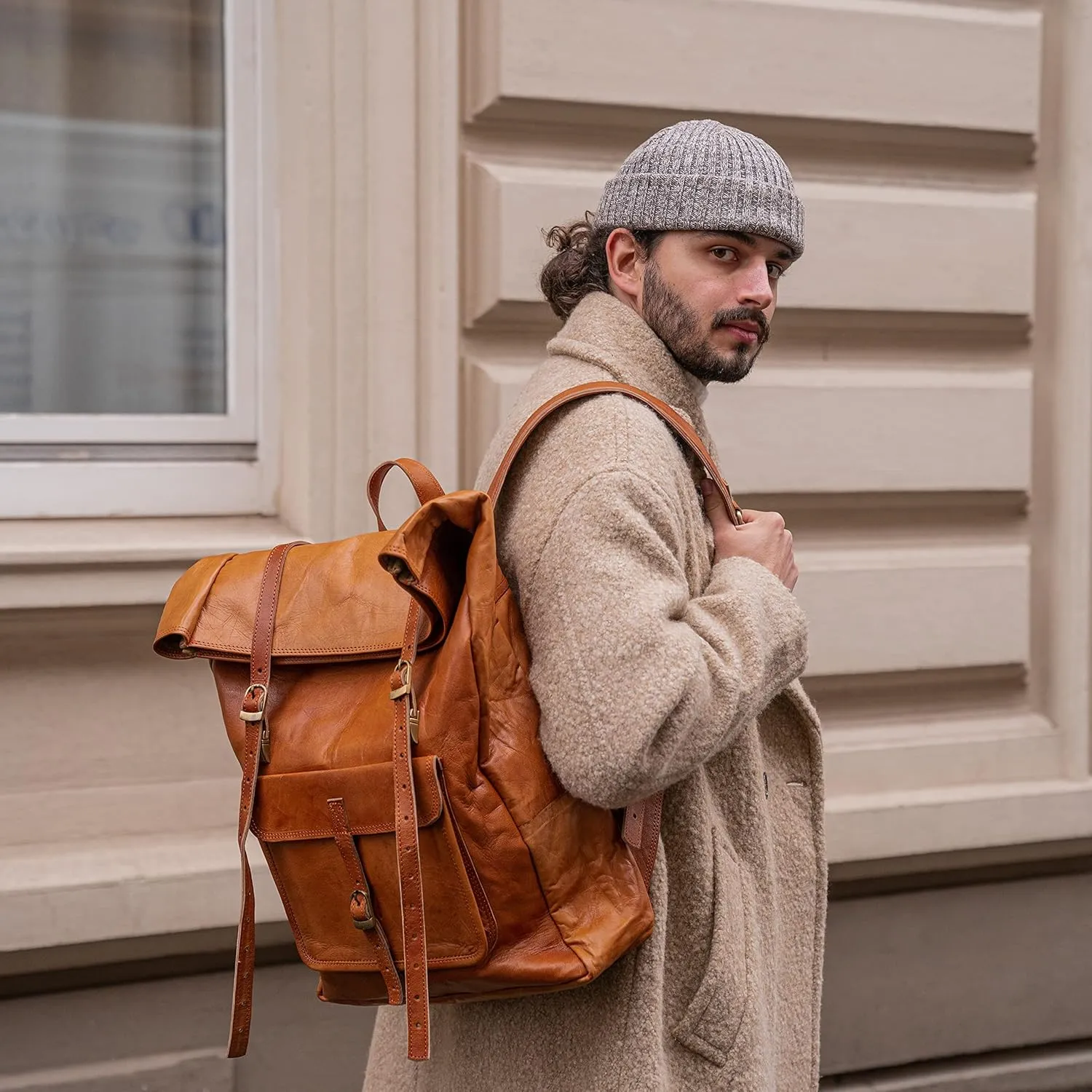 BERLINER BAGS Vintage Genuine Leather Backpack Leeds, Travel Backpack, Laptop Backpack for Women and Men