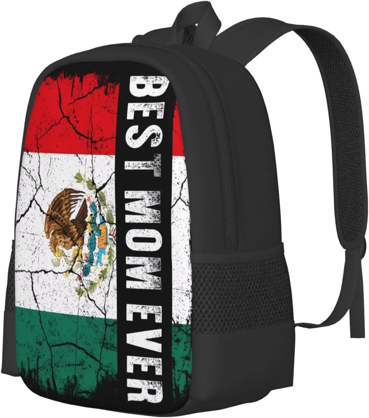 Best Mexican Mom Ever Mexico Flag Casual Backpacks Large Capacity Backpack Laptop Rucksack Sport Daypack Commuter Bags with Adjustable Strap for Traveling Camping