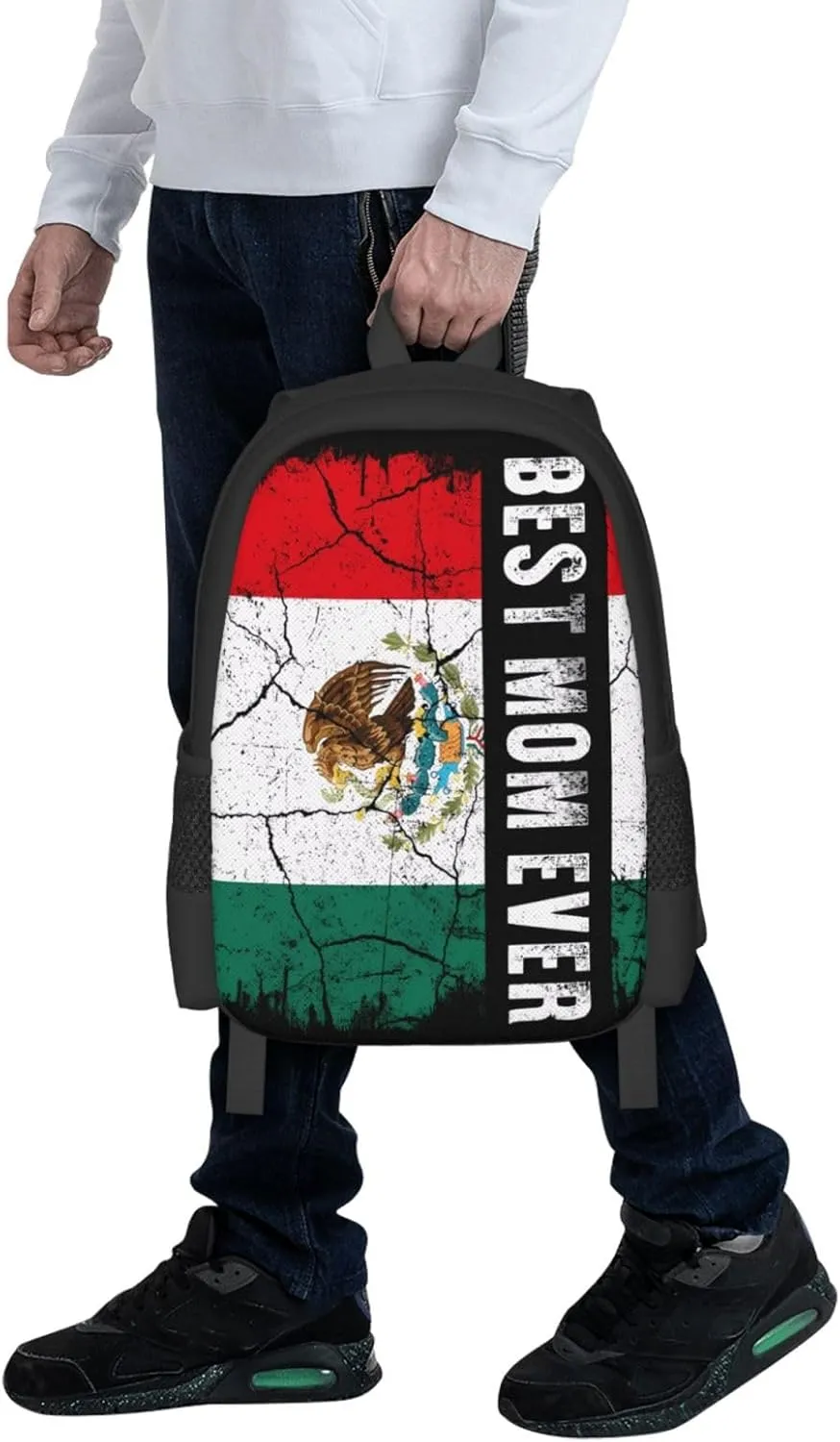 Best Mexican Mom Ever Mexico Flag Casual Backpacks Large Capacity Backpack Laptop Rucksack Sport Daypack Commuter Bags with Adjustable Strap for Traveling Camping