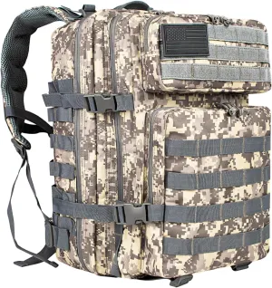 BETOVV 45L Military Tactical Backpack for Men Molle Army 3 Days Assault Pack Bag Large Rucksack traveling bag (Acu)