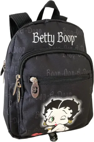 Betty Boop Canvas Cute Mini Backpack (Black: Poster)