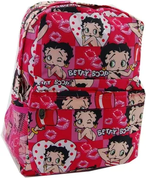 Betty Boop Microfiber Large Backpack with 16 Inches Height (Pink w/Key Ring)