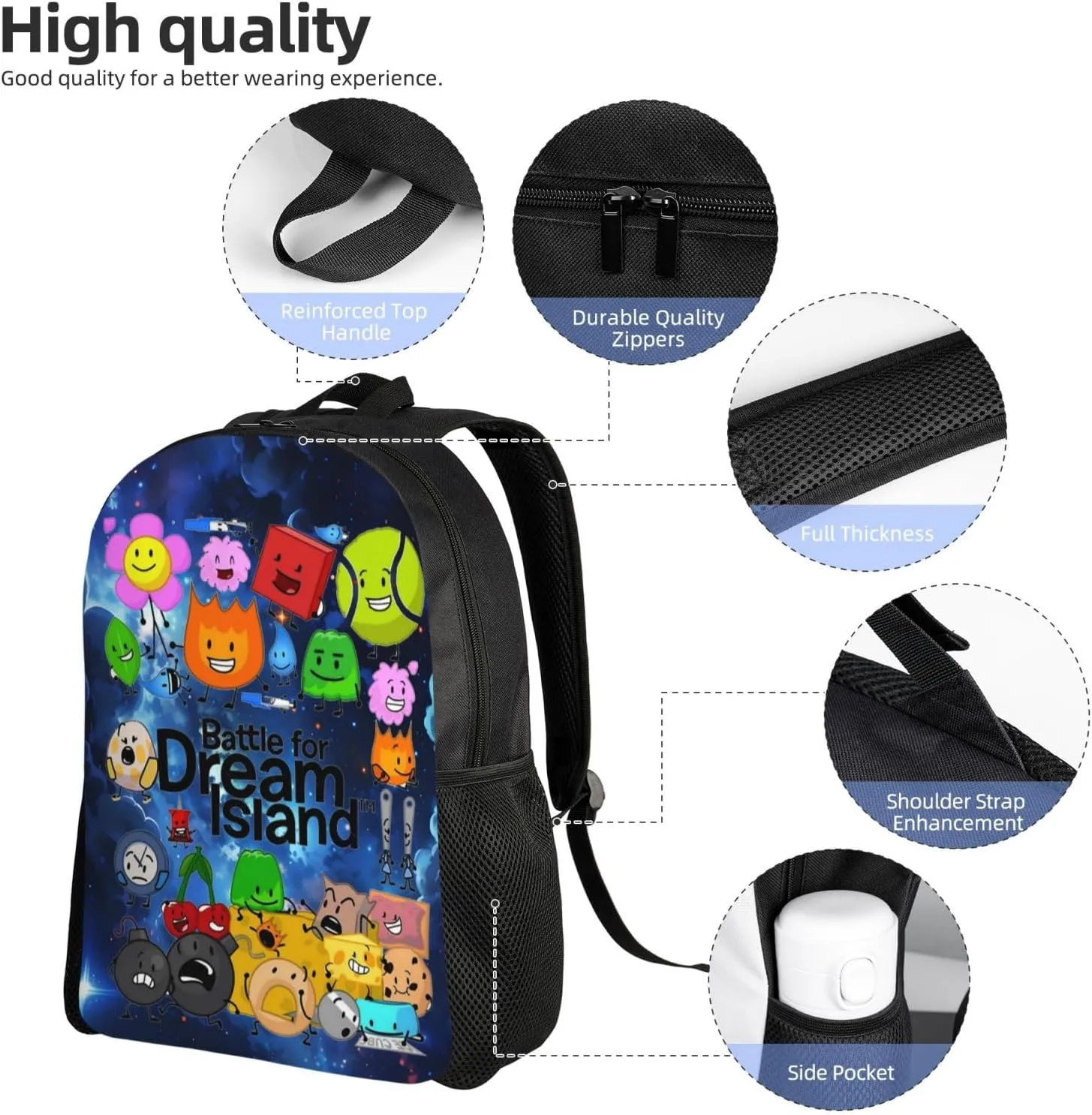 Bfdi-Battle For Dream Island Backpack, Fashionable Casual Travel Bag, Multifunctional Backpack