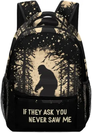 Bigfoot If They Ask You Never Saw Me Casual Daypack Backpack Laptop Bag Cute Unisex for Travel Business Work