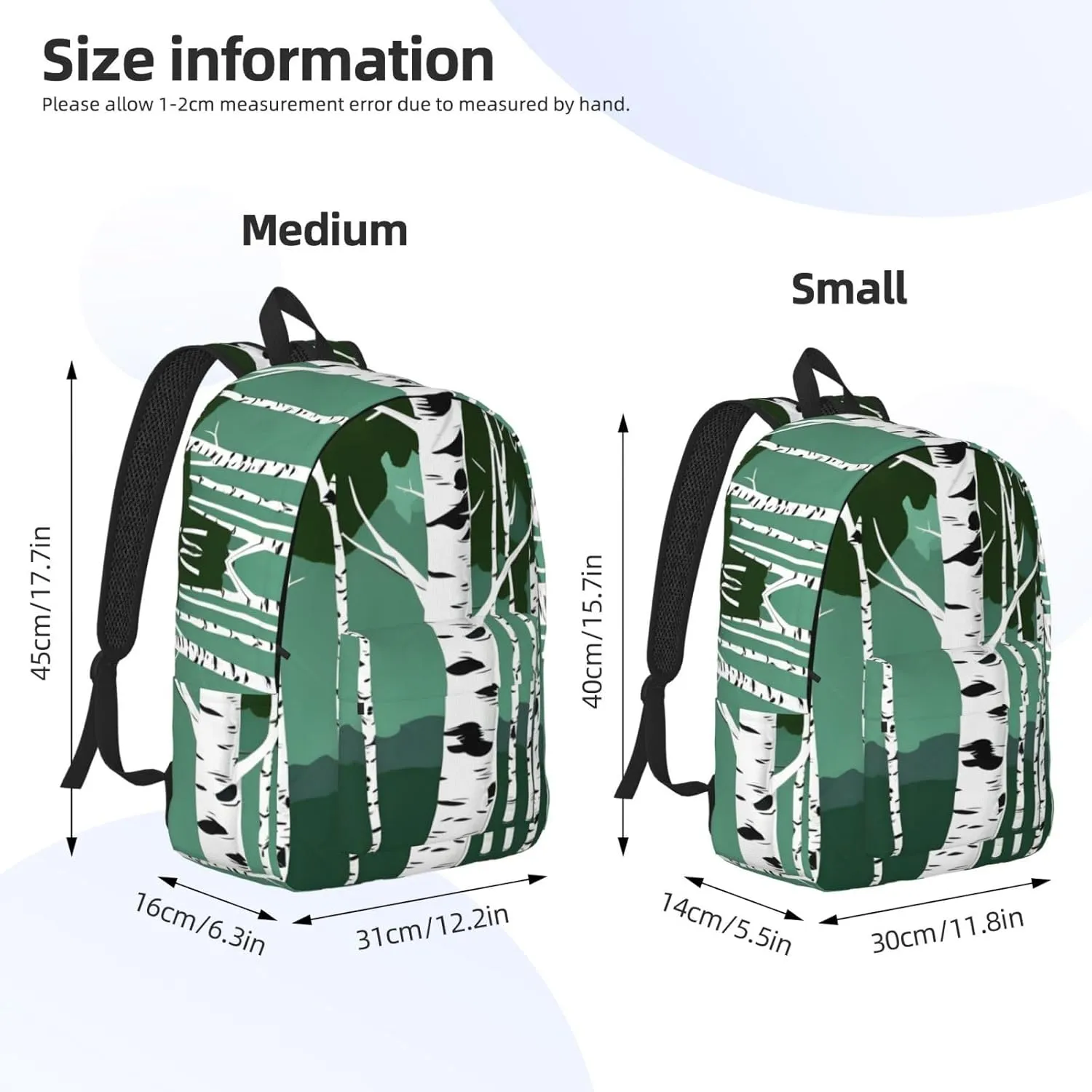 Birch Trees Print Stylish Canvas Backpack,Travel Backpack With Pockets,For Hiking And Daily Use
