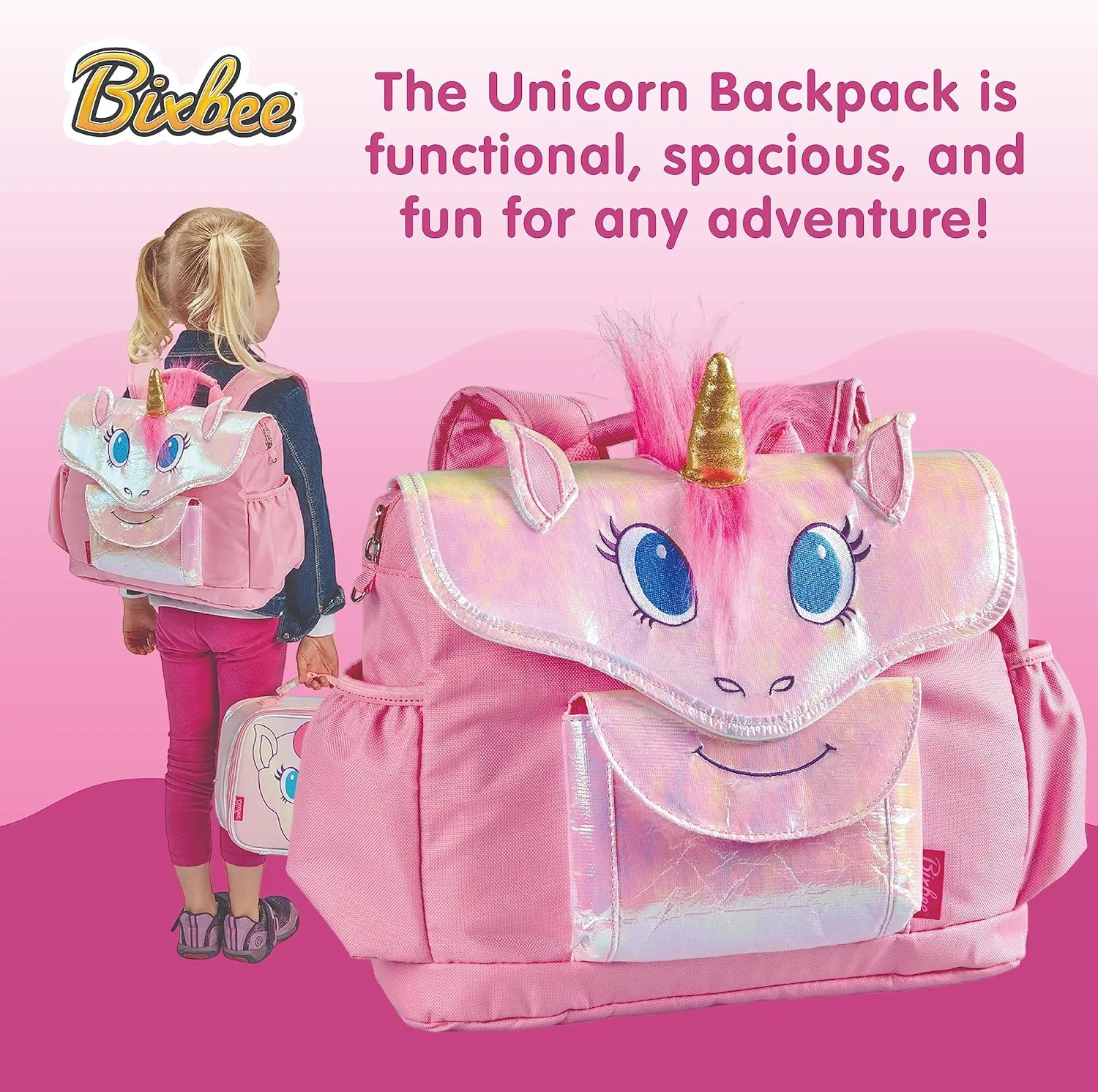 Bixbee Kids Backpack, Unicorn Backpack for Girls & Boys, Water Resistant Backpack with Pockets, Durable Zippers & Easy Carry Design - Perfect Size Children's Bookbag for School and Travel.