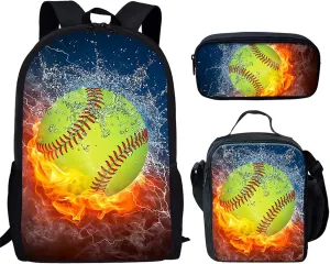Biyejit Kid's School Bag Set Included Shoulder Bagpack Lunch Tote Bags Pen Holder Organizer 3 Piece