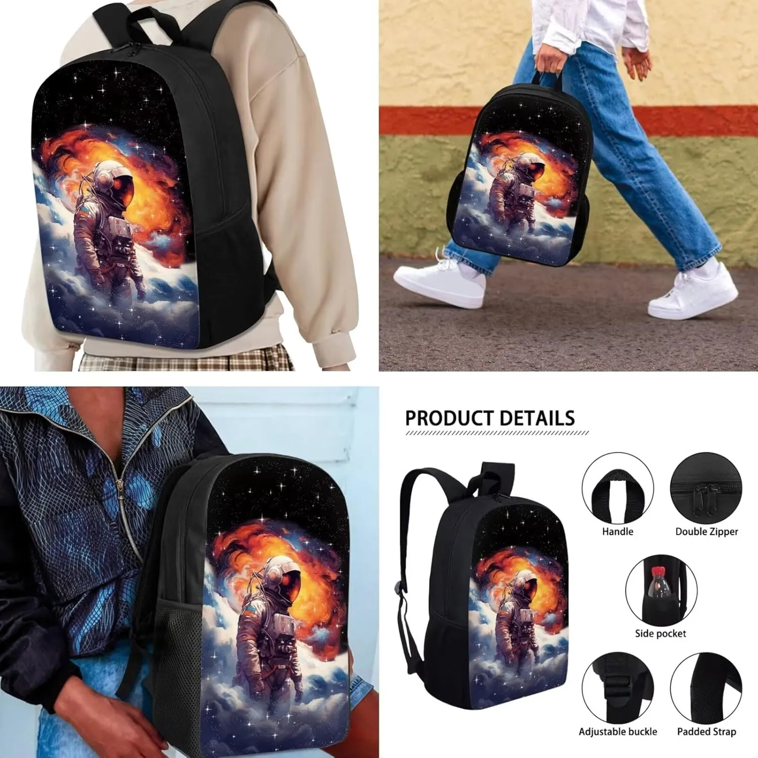 Biyejit Kid's School Bag Set Included Shoulder Bagpack Lunch Tote Bags Pen Holder Organizer 3 Piece