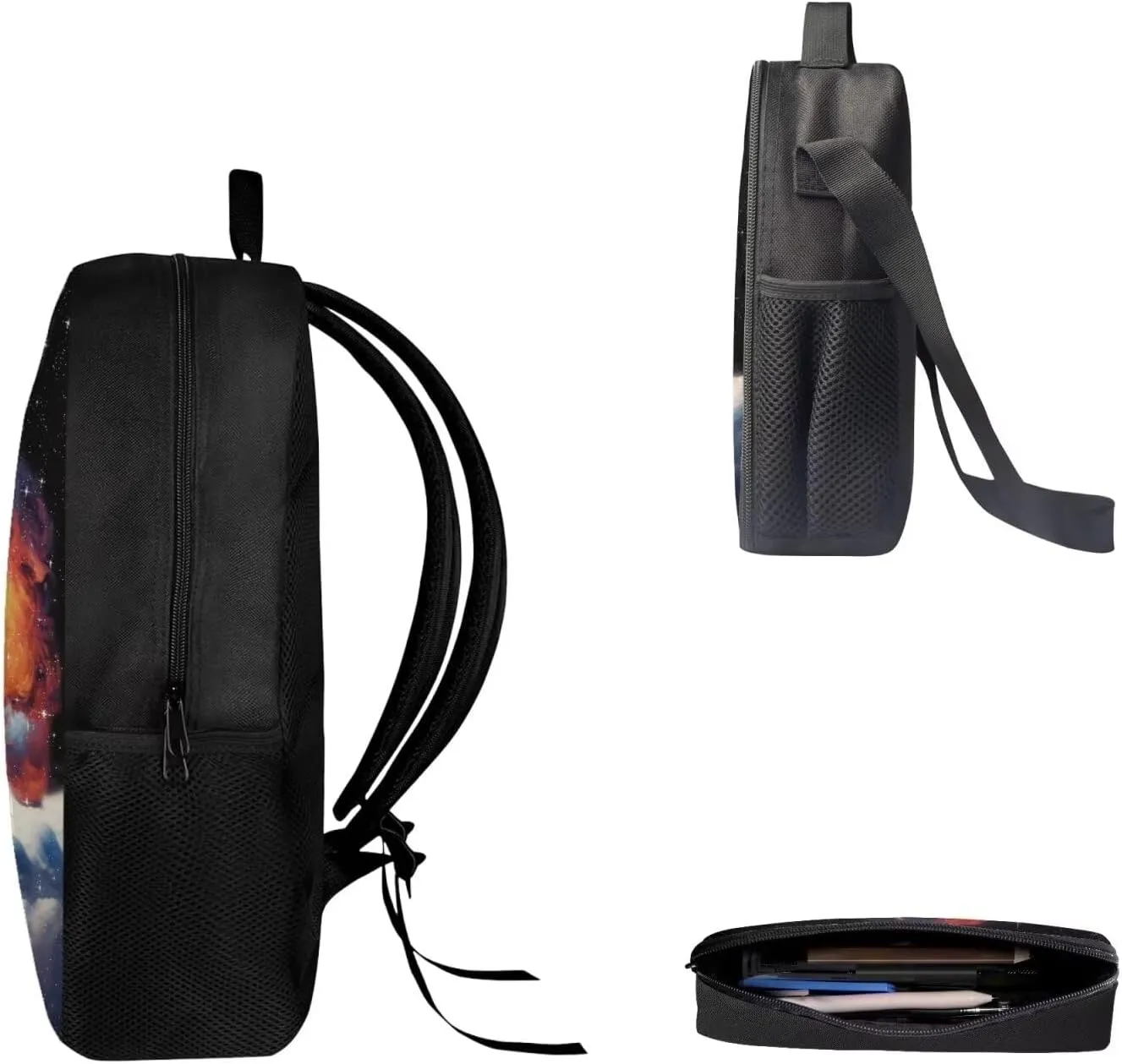 Biyejit Kid's School Bag Set Included Shoulder Bagpack Lunch Tote Bags Pen Holder Organizer 3 Piece