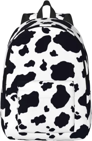 Black & White Cow Print Canvas casual lightweight backpack