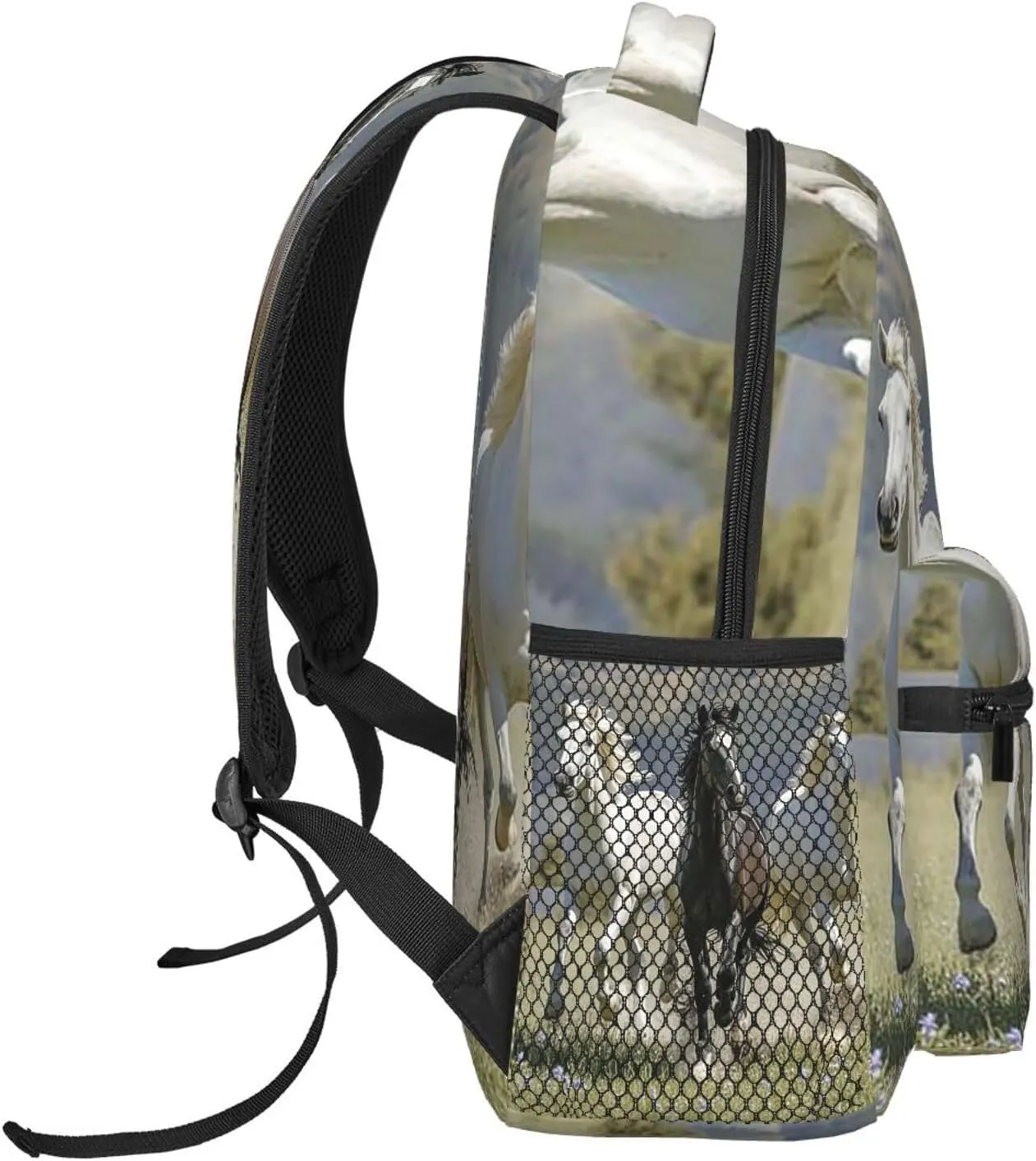Black and White Horses Running3 Backpack for Men Women Casual Daypack Laptop Backpack Computer Bag Travel Laptop Bag