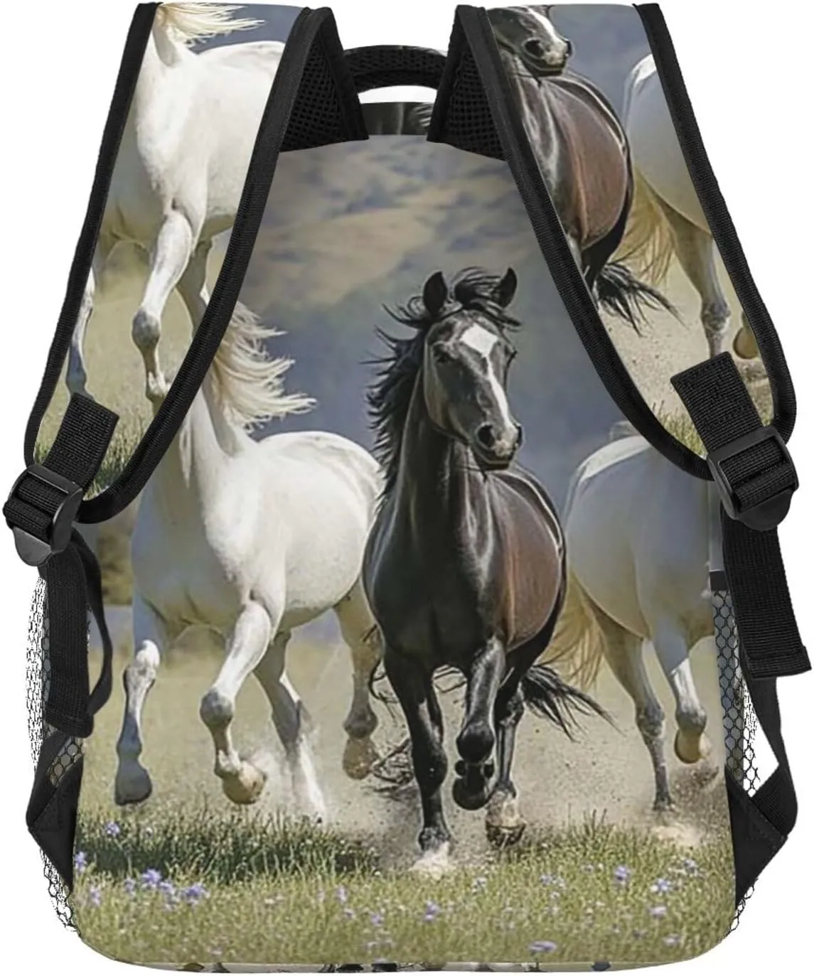 Black and White Horses Running3 Backpack for Men Women Casual Daypack Laptop Backpack Computer Bag Travel Laptop Bag