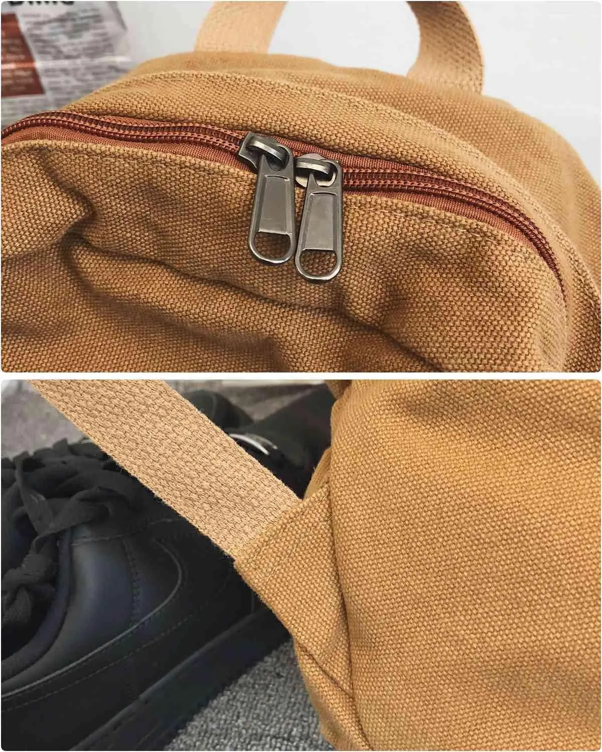 Black Canvas Backpack for Women & Men Retro Aesthetic Rucksack Basic Backpack for High School/College Students Travel Laptop Bag