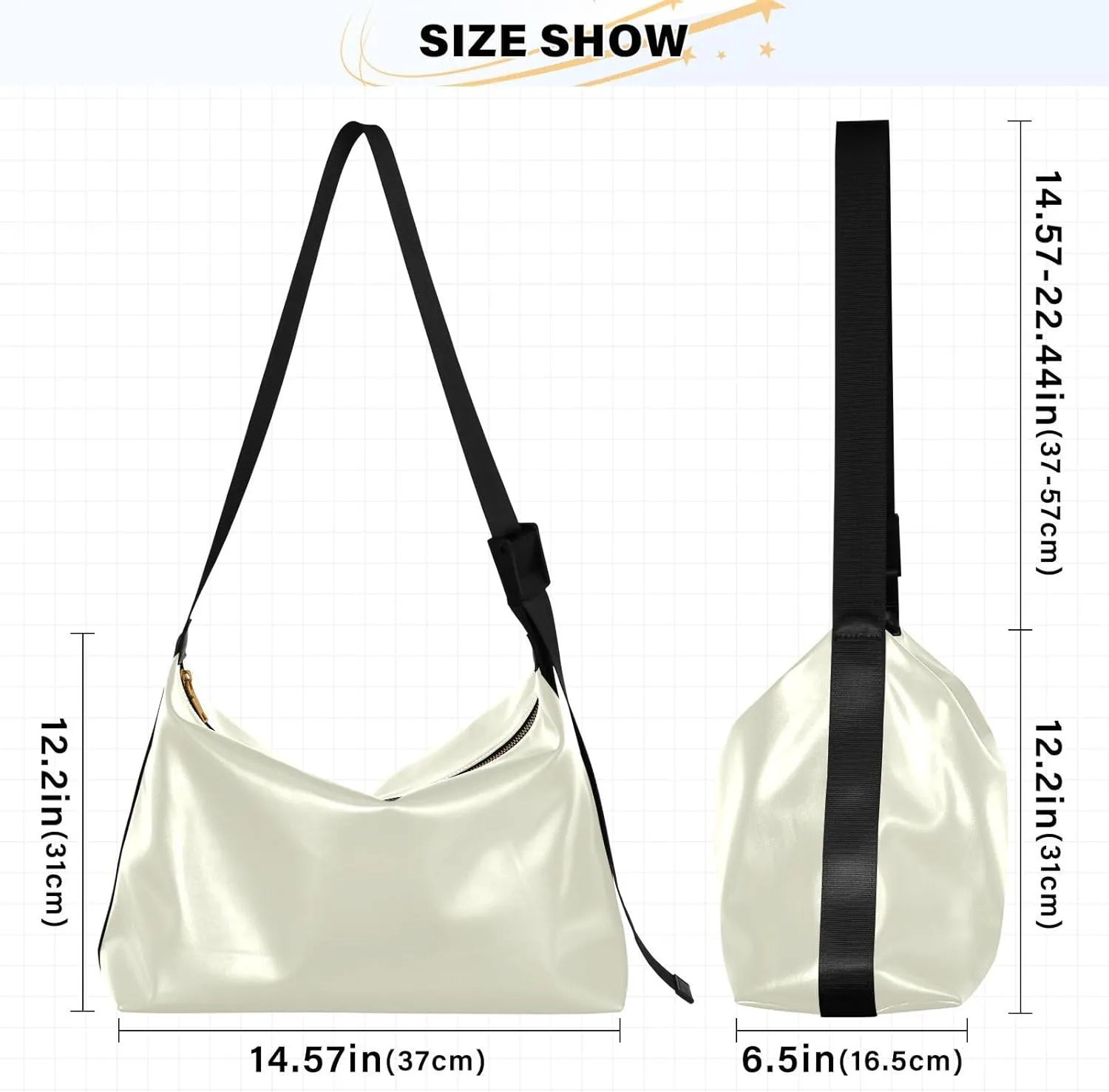 Black Crossbody Bag for Women Men with Adjustable Strap PU Leather Shoulder Hobo Purse Bag 20810
